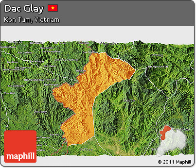Political 3D Map of Dac Glay, satellite outside