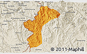 Political 3D Map of Dac Glay, shaded relief outside
