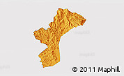 Political 3D Map of Dac Glay, single color outside