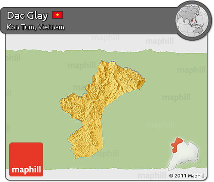 Savanna Style 3D Map of Dac Glay, single color outside