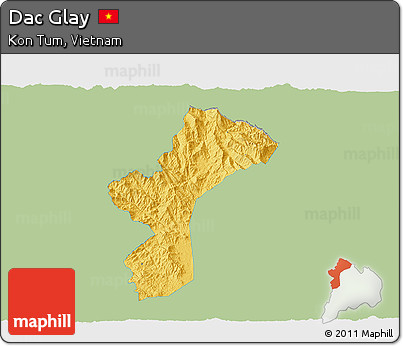 Savanna Style 3D Map of Dac Glay, single color outside