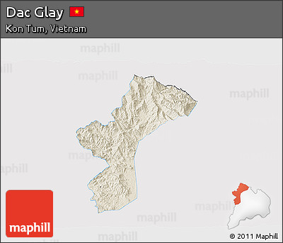 Shaded Relief 3D Map of Dac Glay, single color outside