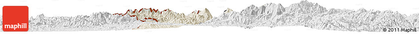 Shaded Relief Horizon Map of Dac Glay, lighten, desaturated Shaded Relief Horizon Map of Dac Glay, lighten, desaturated