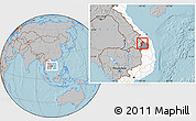 Gray Location Map of Dac Glay, highlighted country, highlighted parent region, hill shading