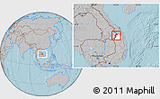 Gray Location Map of Dac Glay, highlighted parent region, hill shading