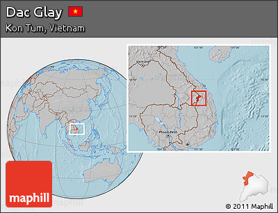 Gray Location Map of Dac Glay, hill shading