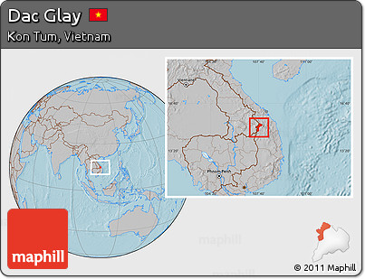 Gray Location Map of Dac Glay, hill shading
