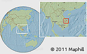 Savanna Style Location Map of Dac Glay, within the entire country, hill shading