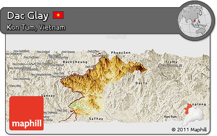 Physical Panoramic Map of Dac Glay, shaded relief outside