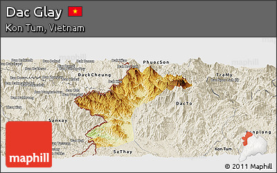 Physical Panoramic Map of Dac Glay, shaded relief outside