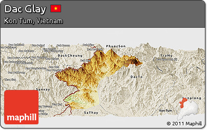 Physical Panoramic Map of Dac Glay, shaded relief outside