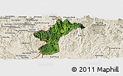Satellite Panoramic Map of Dac Glay, shaded relief outside