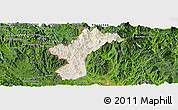 Shaded Relief Panoramic Map of Dac Glay, satellite outside