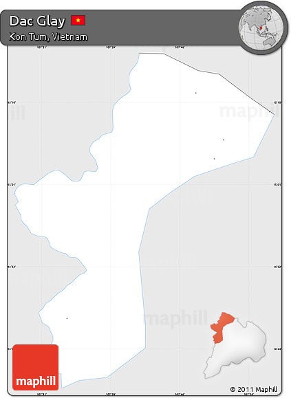 Silver Style Simple Map of Dac Glay, single color outside