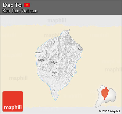 Classic Style 3D Map of Dac To, single color outside