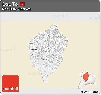 Classic Style 3D Map of Dac To, single color outside