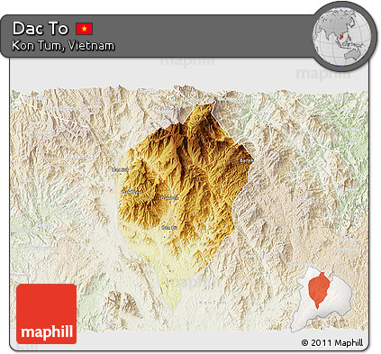 Physical 3D Map of Dac To, lighten