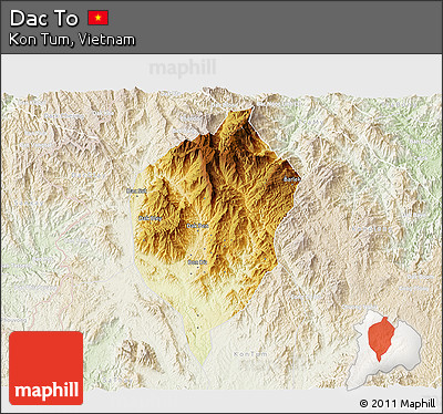 Physical 3D Map of Dac To, lighten