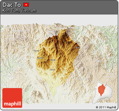 Physical 3D Map of Dac To, lighten