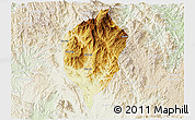 Physical 3D Map of Dac To, lighten