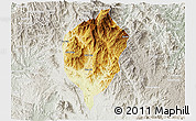 Physical 3D Map of Dac To, lighten, semi-desaturated