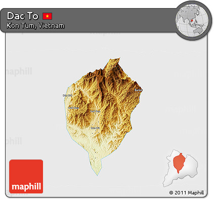 Physical 3D Map of Dac To, single color outside