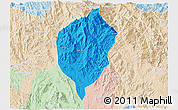Political 3D Map of Dac To, lighten