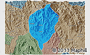 Political 3D Map of Dac To, semi-desaturated