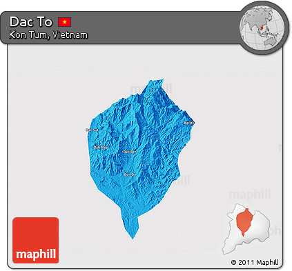 Political 3D Map of Dac To, single color outside
