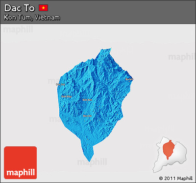 Political 3D Map of Dac To, single color outside