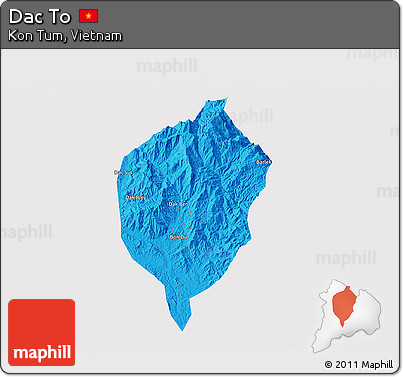 Political 3D Map of Dac To, single color outside