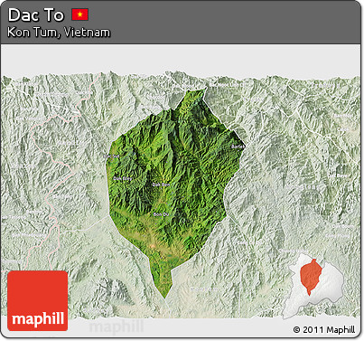 Satellite 3D Map of Dac To, lighten