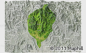 Satellite 3D Map of Dac To, lighten, semi-desaturated
