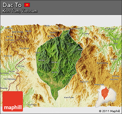 Satellite 3D Map of Dac To, physical outside