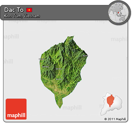 Satellite 3D Map of Dac To, single color outside