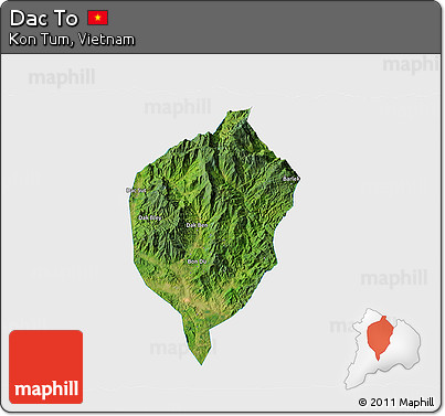 Satellite 3D Map of Dac To, single color outside