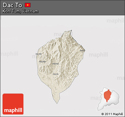 Shaded Relief 3D Map of Dac To, cropped outside