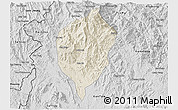 Shaded Relief 3D Map of Dac To, desaturated
