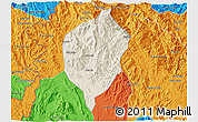 Shaded Relief 3D Map of Dac To, political outside