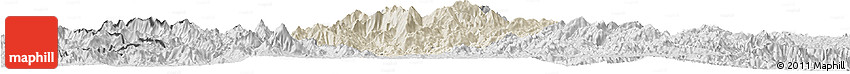 Shaded Relief Horizon Map of Dac To, desaturated