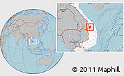 Gray Location Map of Dac To, highlighted country, hill shading
