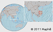 Gray Location Map of Dac To, highlighted parent region, within the entire country, hill shading