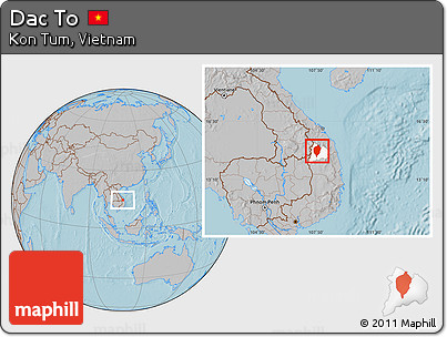 Gray Location Map of Dac To, highlighted parent region, hill shading