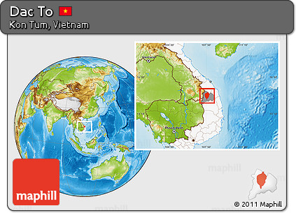 Physical Location Map of Dac To, highlighted country, highlighted parent region