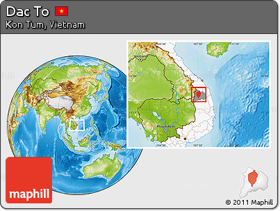 Physical Location Map of Dac To, highlighted country, highlighted parent region