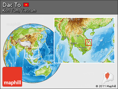 Physical Location Map of Dac To, highlighted parent region, within the entire country