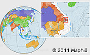 Political Location Map of Dac To, highlighted country, highlighted parent region