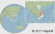 Savanna Style Location Map of Dac To, highlighted country, highlighted parent region, within the entire country, hill shading
