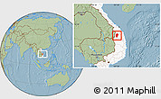 Savanna Style Location Map of Dac To, highlighted country, hill shading