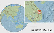 Savanna Style Location Map of Dac To, highlighted parent region, hill shading